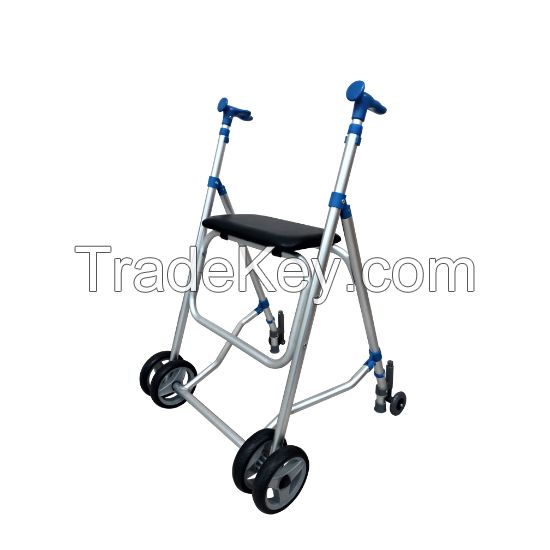 Aluminum Walker, Lightweight Folding Walker, Height Adjustable Walker with 6" Wheels