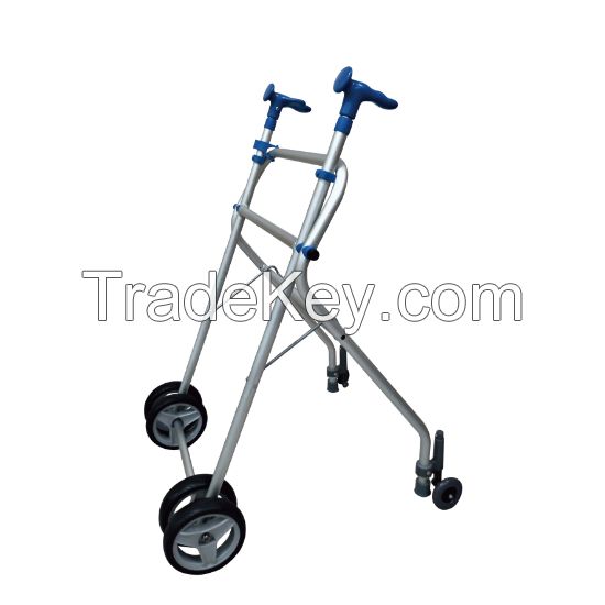 Aluminum Walker, Lightweight Folding Walker, Height Adjustable Walker with 6" Wheels