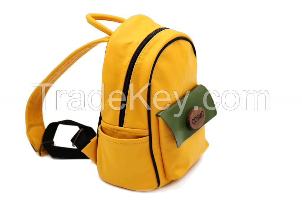 Fashion leather backpack, Travel Rucksack forwomen, Yellow leather bag, Womens leather bag, Gift for her, Every day carry bag for women