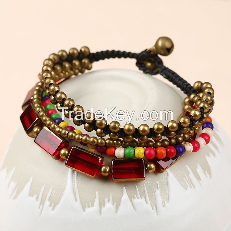 Red agate BOHO handmade braiding Bracelet - MCS0181