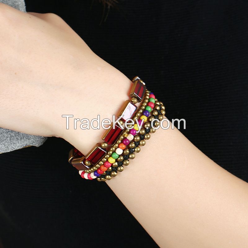 Red agate BOHO handmade braiding Bracelet - MCS0181