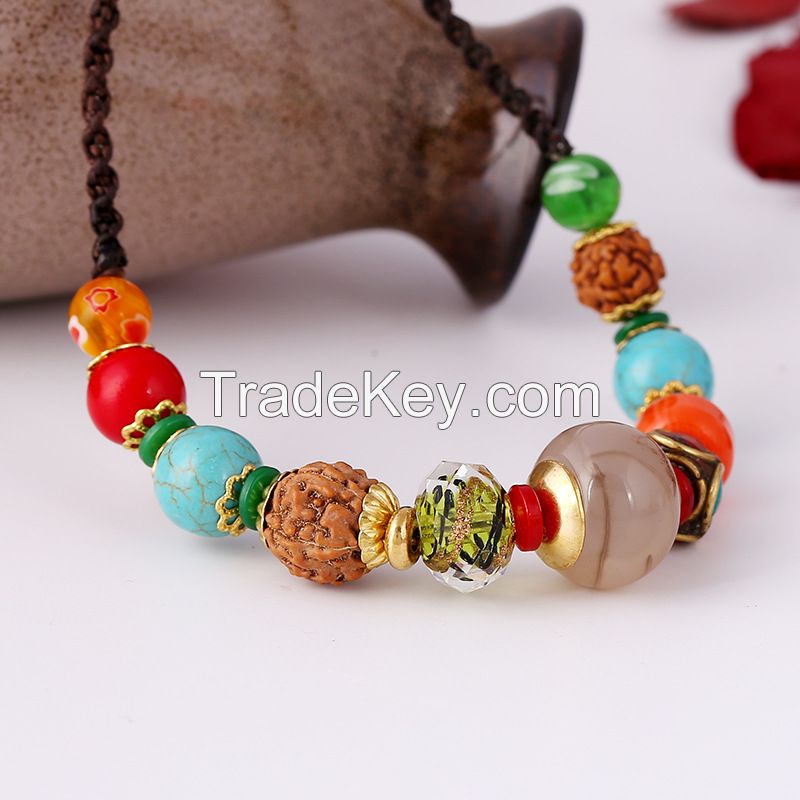 Boho style Agate Rudraksha Necklace - MCX073