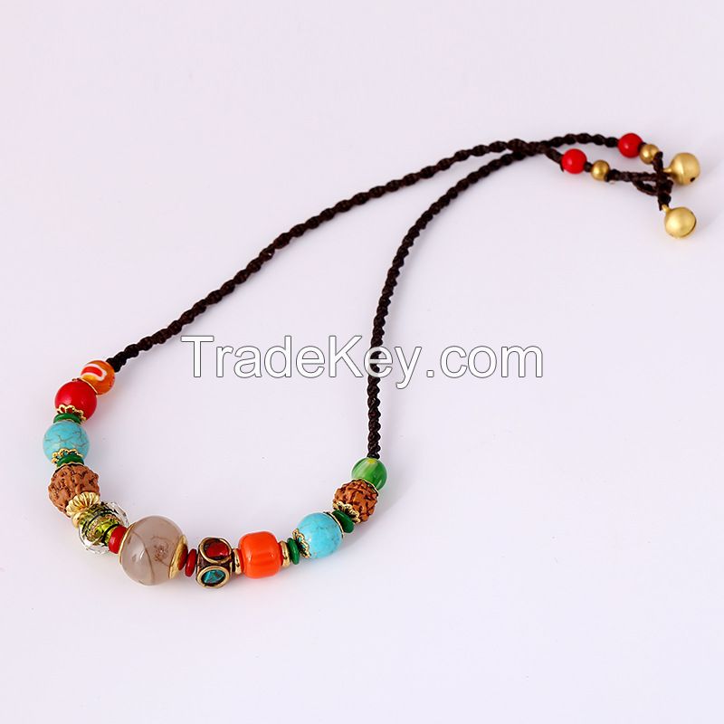 Boho style Agate Rudraksha Necklace - MCX073