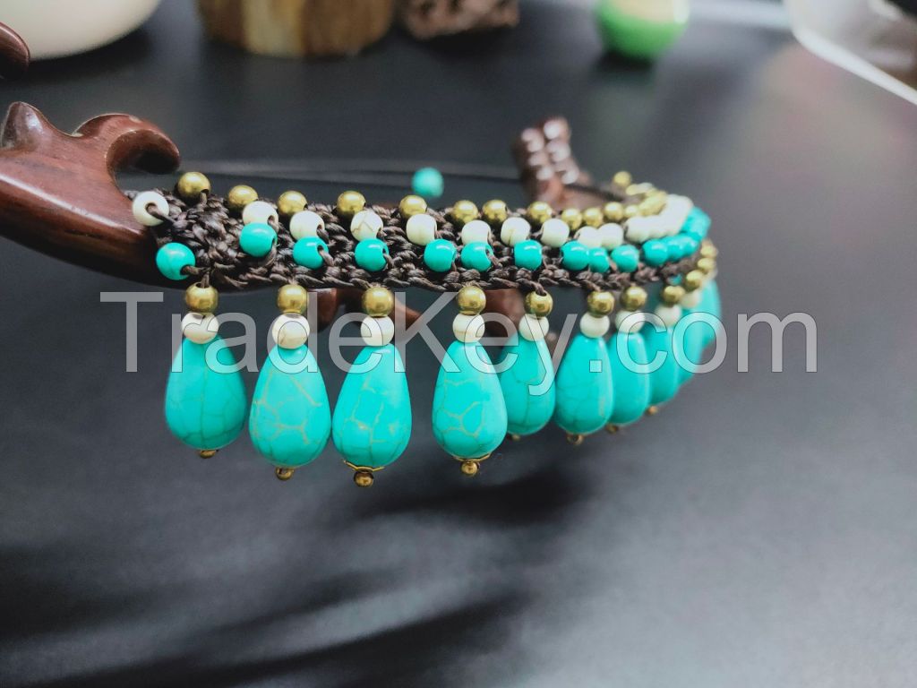 Traditional boho style turquoise choker - MCX050