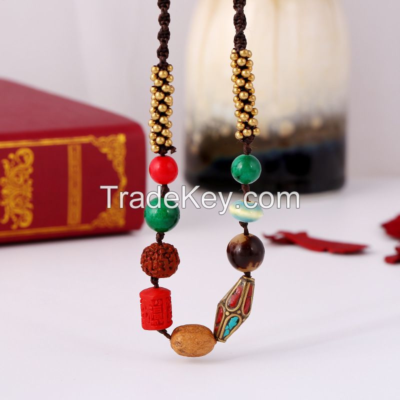 boho style Nepalese Pearl Rudraksha necklace - MCX066