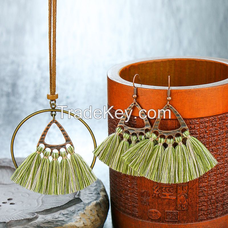 Bohemian tassel Necklace & Earrings sets - HQEF-0104