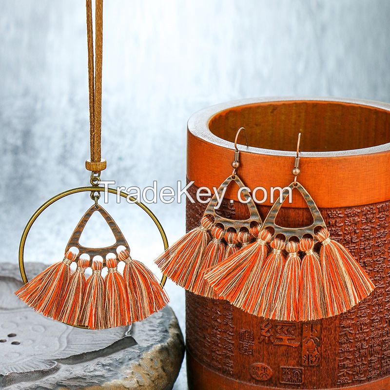 Bohemian tassel Necklace & Earrings sets - HQEF-0104