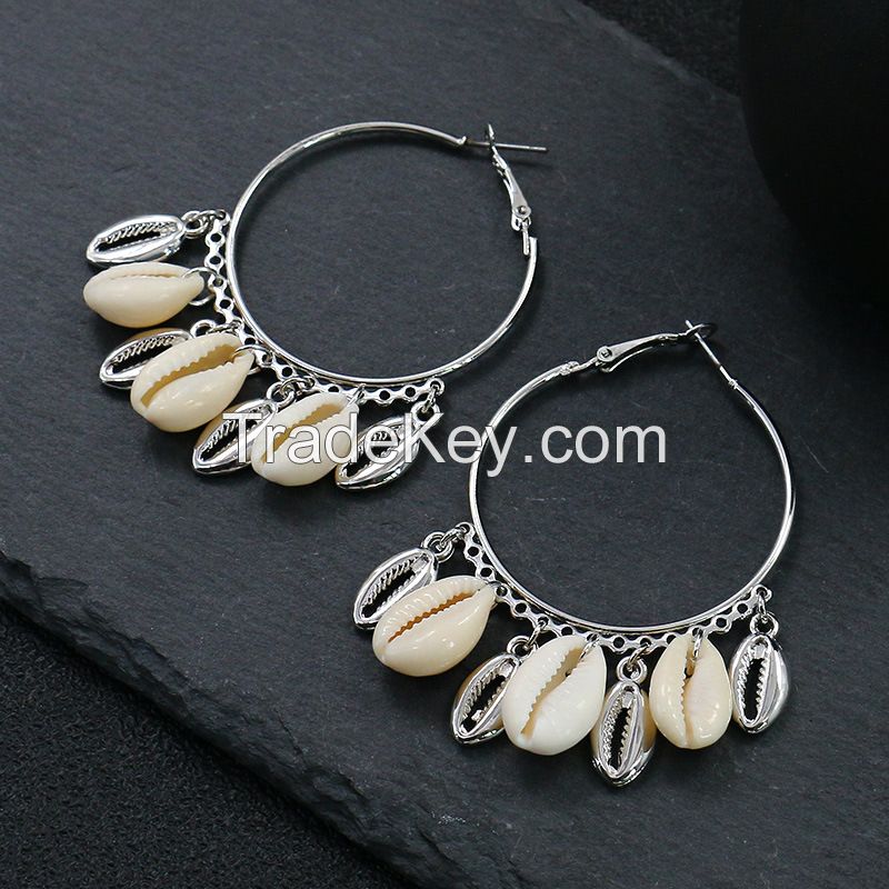 Sea shell big circle Earrings - HQEF-0059