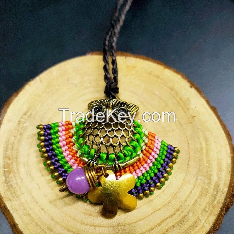 Boho Style Owl Braiding Pendant Necklace - MCX0123