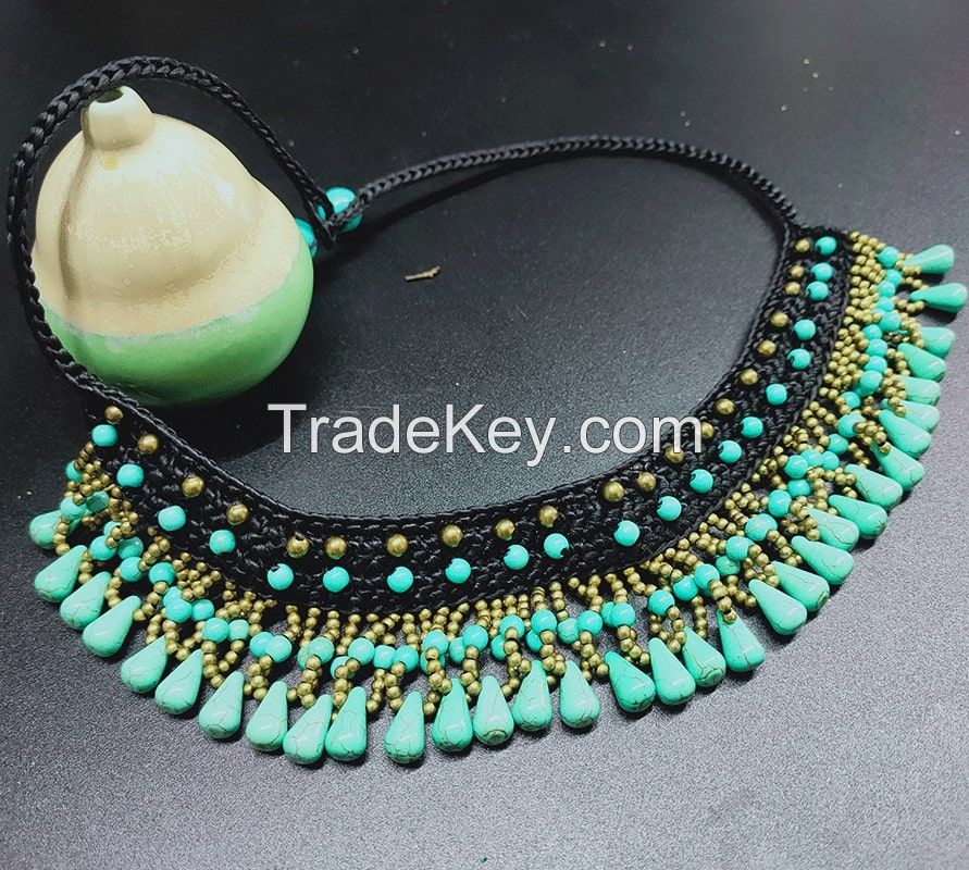 Traditional boho style turquoise choker - MCX0195