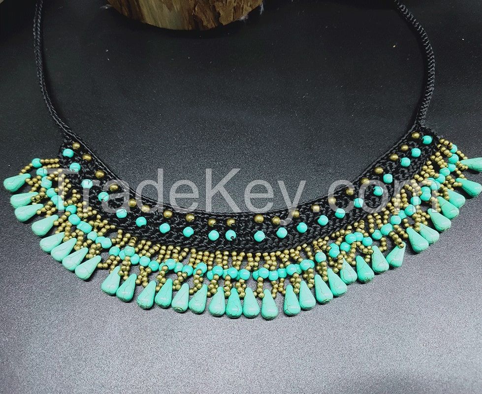 Traditional boho style turquoise choker - MCX0195