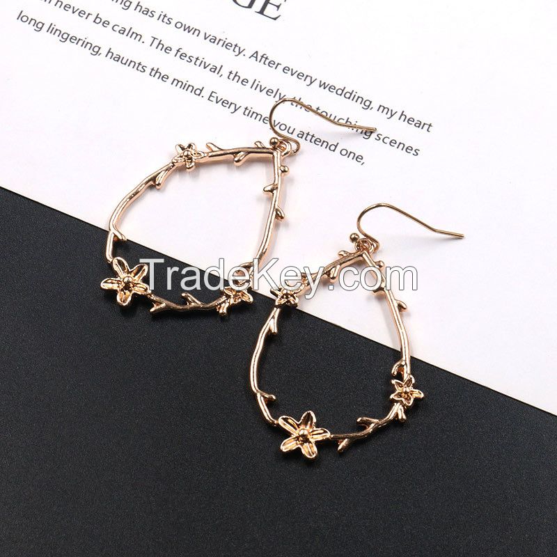 Alloy flower earrings - HQEF-0918