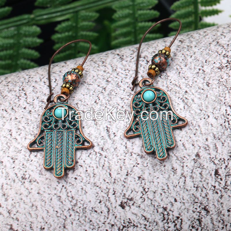 Bohemian khamsah earrings - HQEF-1134