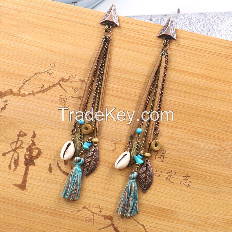 Vintage Seashell long earrings - HQEF-0747