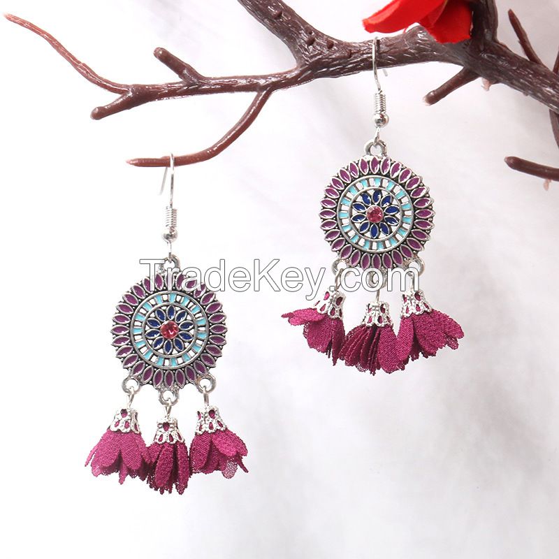 Vintage Chiffon Flower Earrings - HQEF-1230