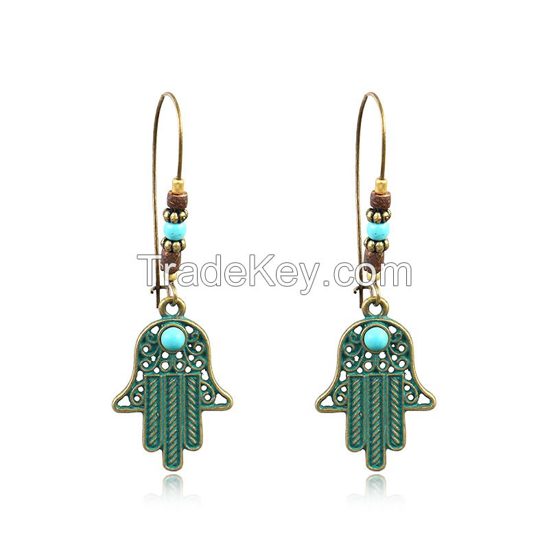 Bohemian khamsah earrings - HQEF-1134