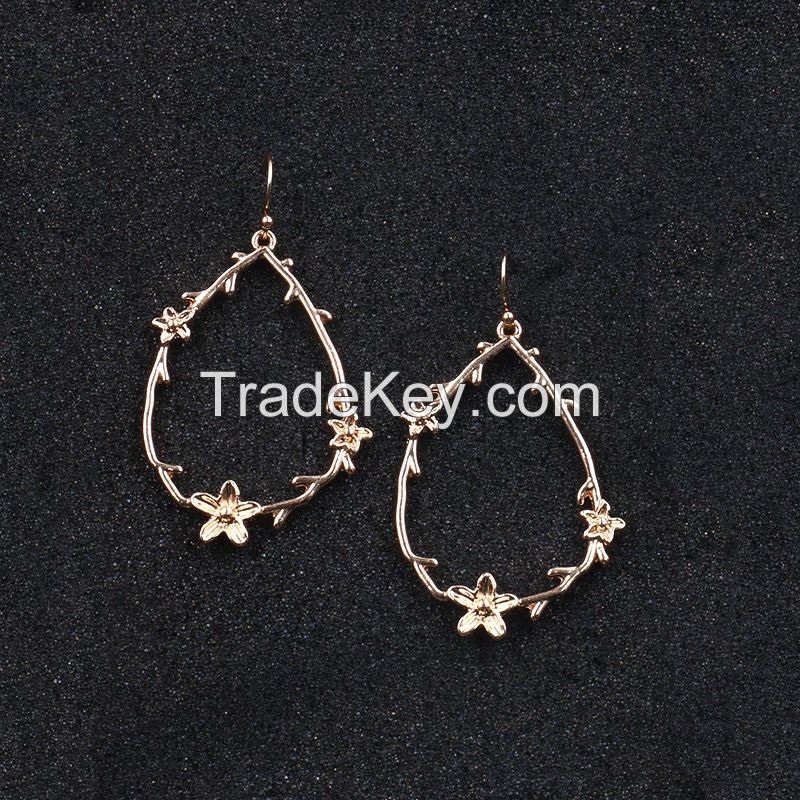 Alloy flower earrings - HQEF-0918