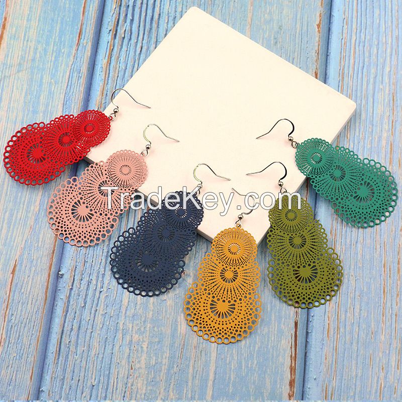 Colorful Stamping earrings - HQEF-1802