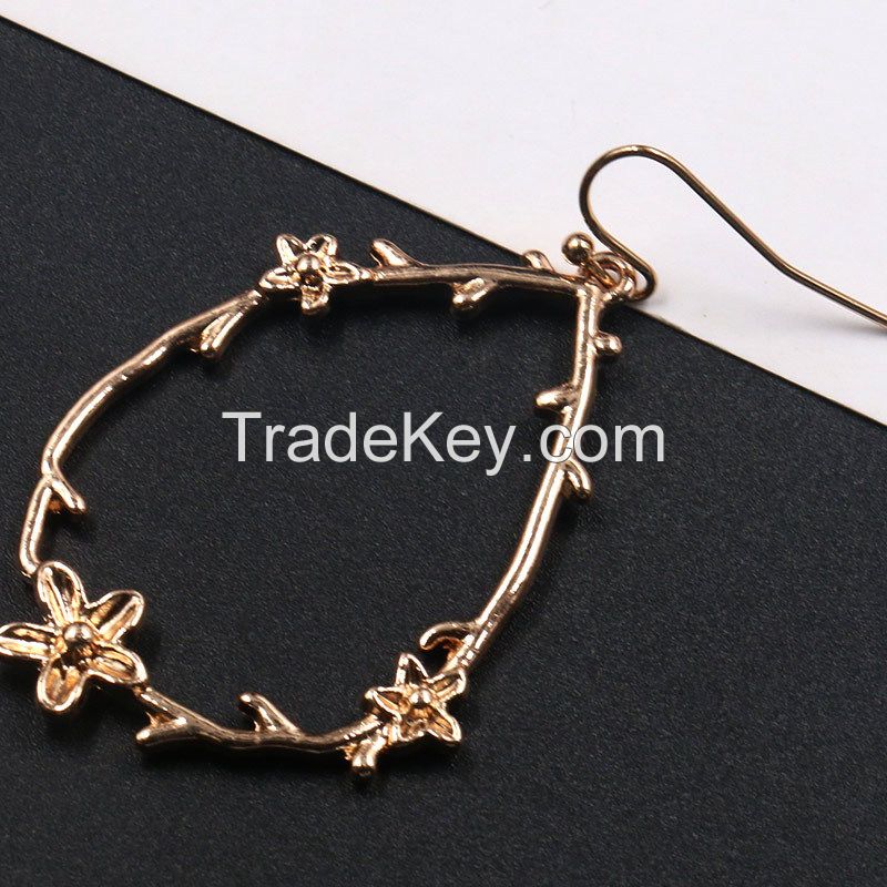 Alloy flower earrings - HQEF-0918