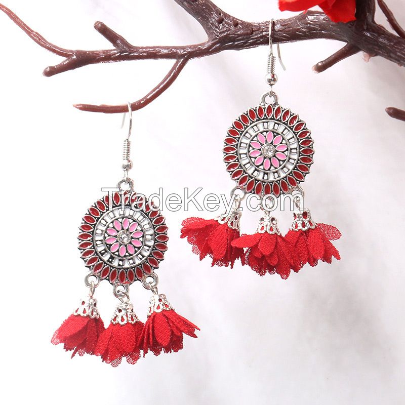 Vintage Chiffon Flower Earrings - HQEF-1230