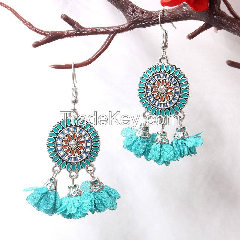 Vintage Chiffon Flower Earrings - HQEF-1230