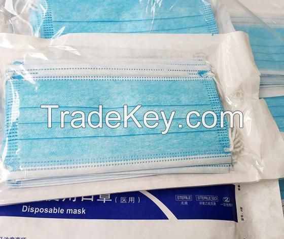 3 Ply Non-woven Earloop Disposable Surgical Medical Face Mask Protective Mask Face Mouth Mask