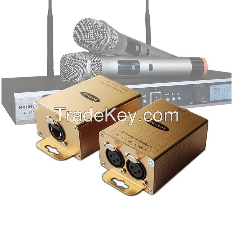 2-CH 48V Phantom Power Microphone Extender Over Cat5/6 MIC audio interface converter