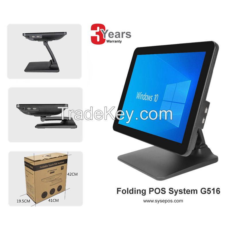 Aluminum folding POS system with Capacitive touch screen