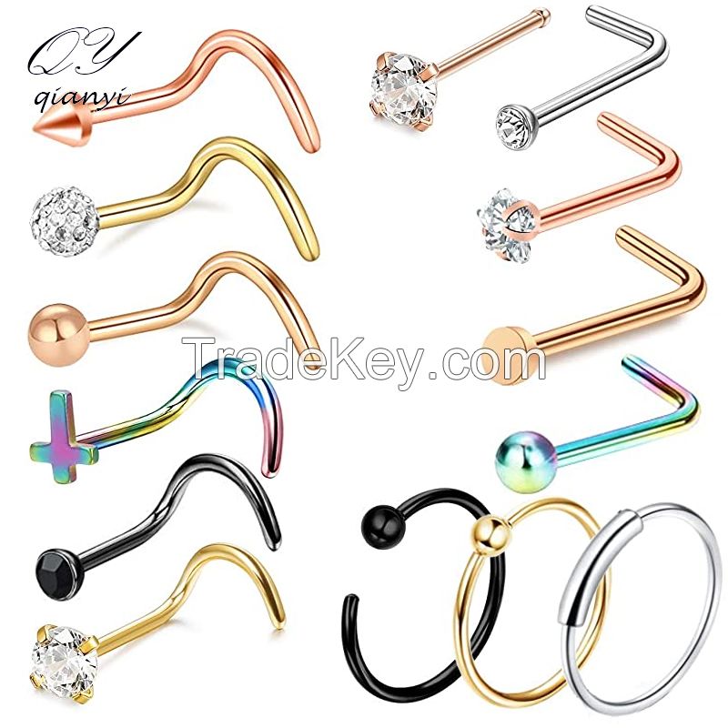 Stainless steel gold plated nose ring