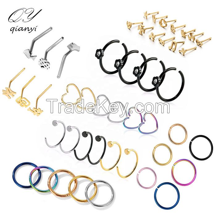 Stainless steel gold plated nose ring