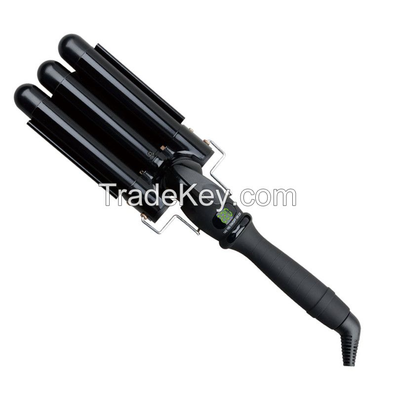 Amazon Hot Magic LED Rollers Curling Iron 3 Barrel Triple Deep Waver Hair Curler
