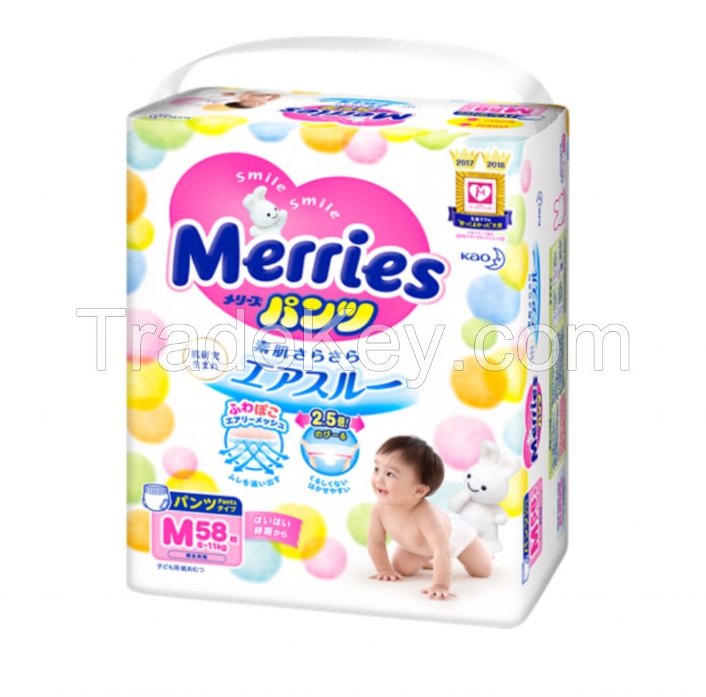Merries Japanese good breathability disposable baby diaper pants brands 