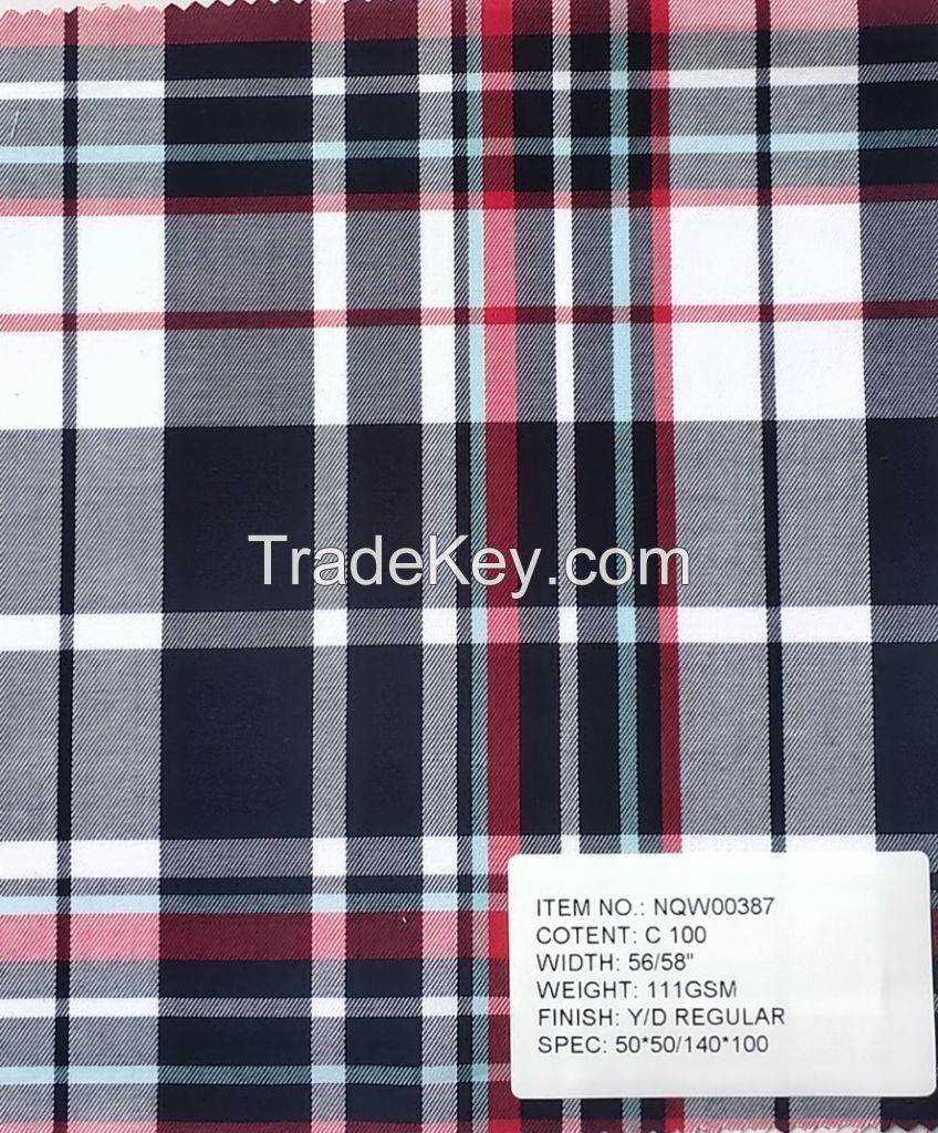 Cotton yarn dyed checks and stripes,