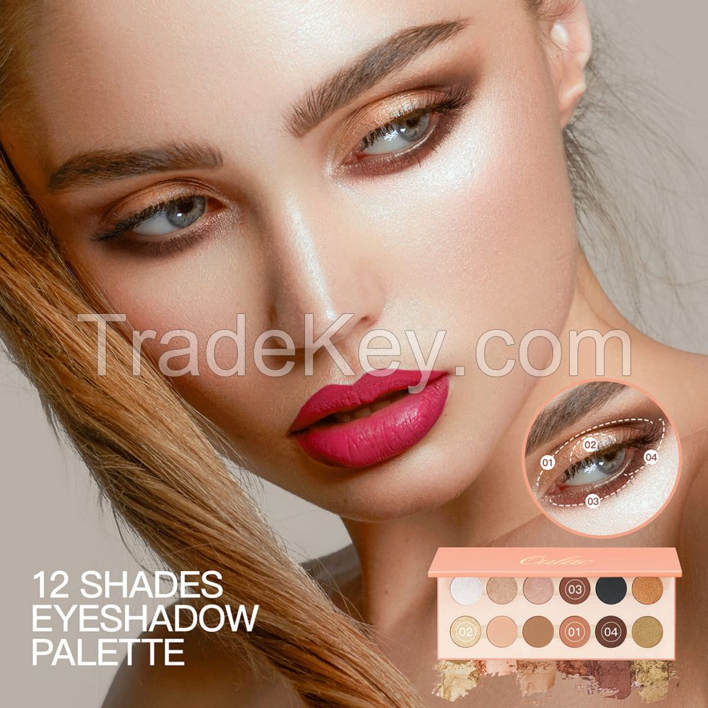 12 Shades Eyeshadow Palette With Matte Pearly Lustre Color