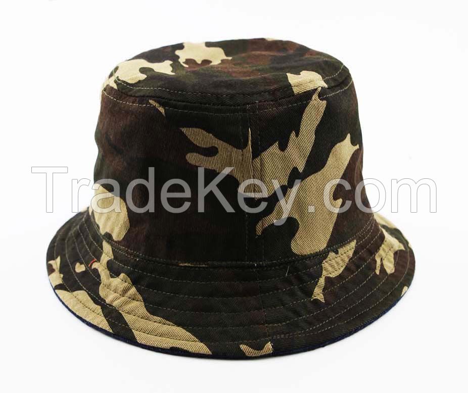 Fashion 100% Cotton Camouflage Reversible On Both Sides Bucket Hat