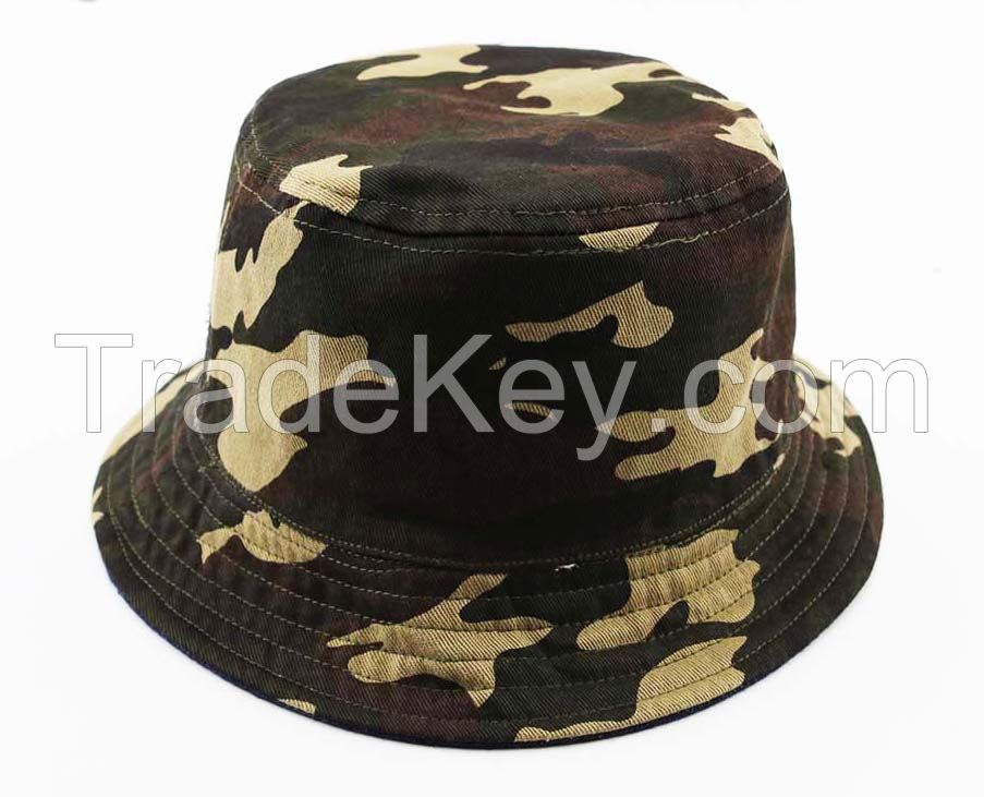 Fashion 100% Cotton Camouflage Reversible On Both Sides Bucket Hat