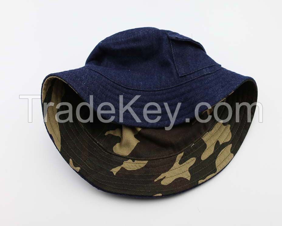 Fashion 100% Cotton Camouflage Reversible On Both Sides Bucket Hat