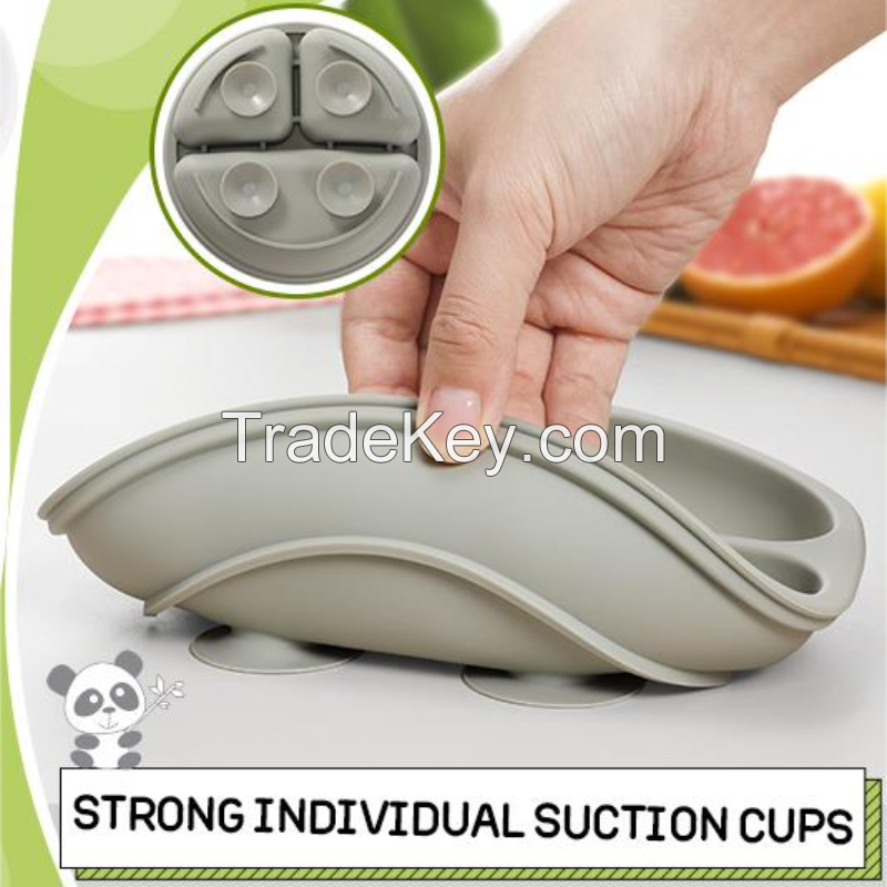 Baby Led Weaning Supplies Silicone Feeding Set Suction Bowl Divided Plate Straw Sippy Cup Toddler Kids Self Eating Kit Tableware