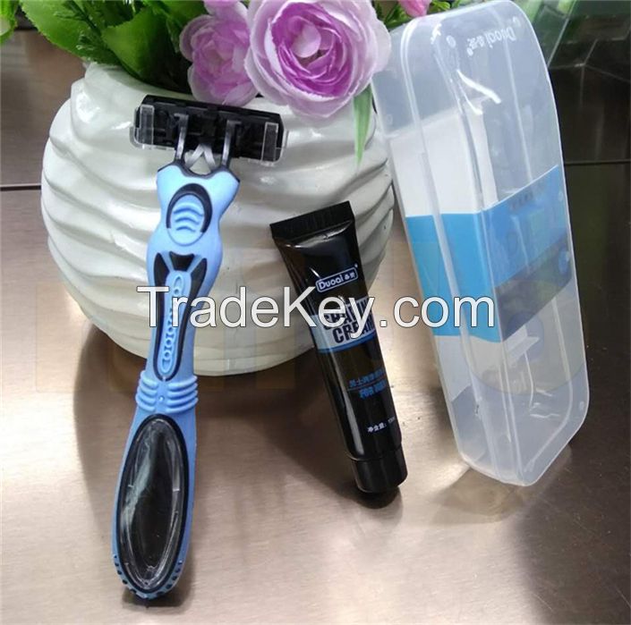 5pcs/bag sharp and safety triple three 3 blade disposable razor with TPR handle shaving razor blade for man and lady