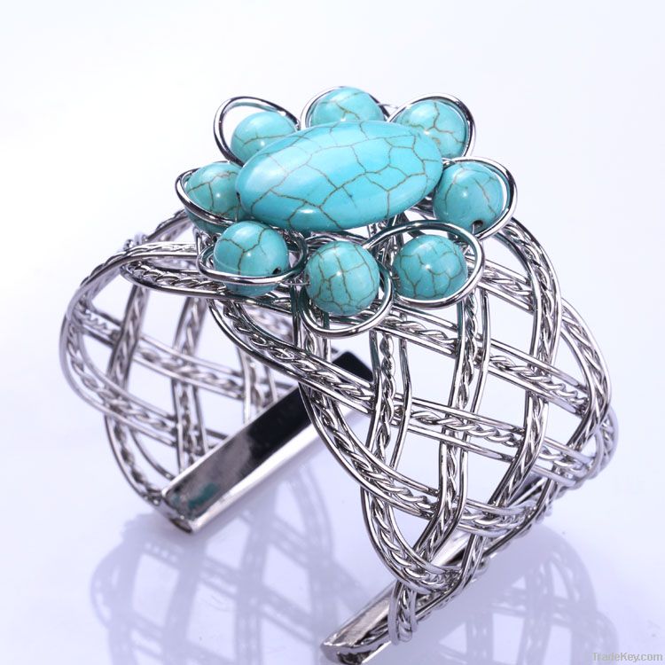 Turquoise Beads Cuff Bracelet