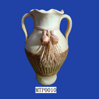 Double handle clay vase
