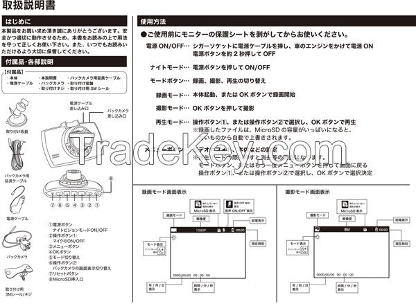 ZX-017, 2.4 inch drive recorder with 6 lights and back camera
