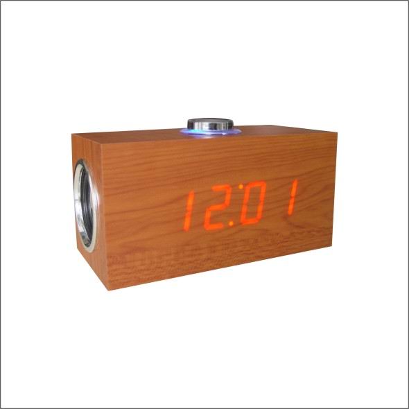 Wooden clock with speaker