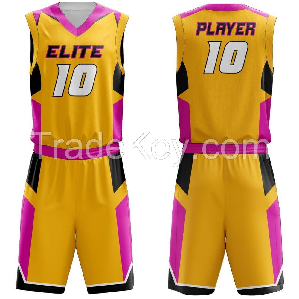 Customized basketball uniforms with player's names and numbers