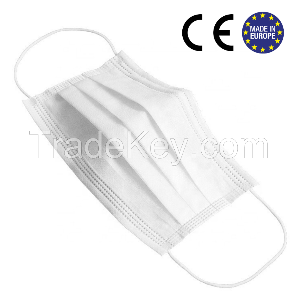 Medical 3 ply masks. WHITE CE-certified.