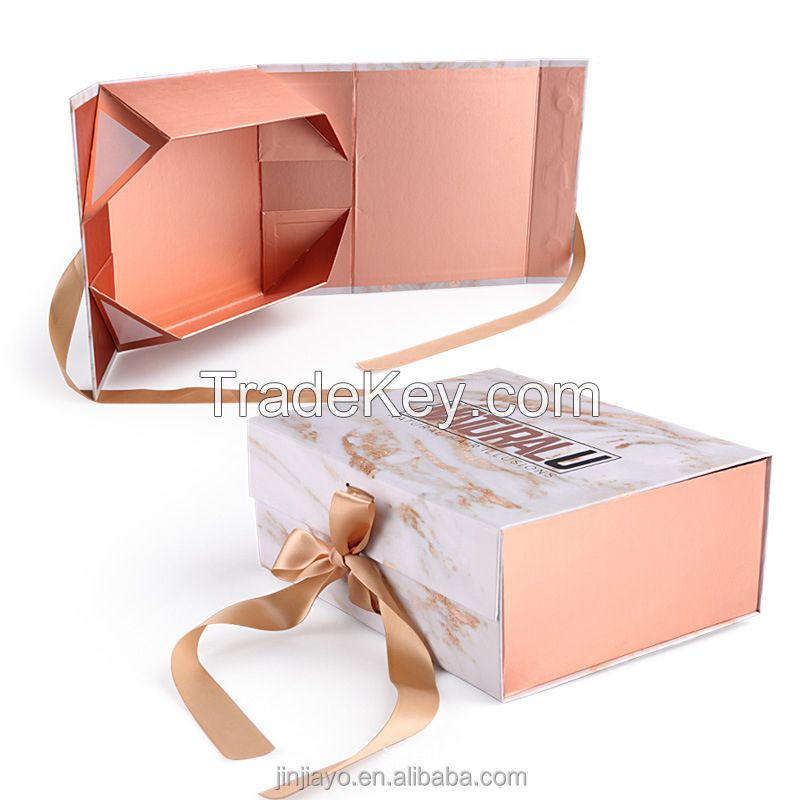 Foil Hot Stamping Folding Rigid Box for Shipping Hair Clothing Shoes Perfume Luxury Magnet Packaging Custom Logo Eco Friendly