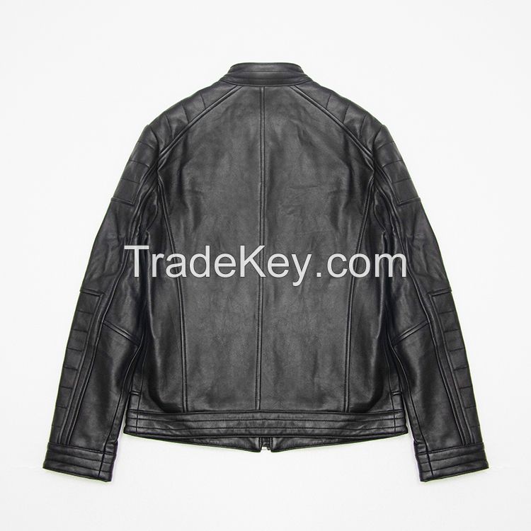 MEN'S WASHED GENUINE SHEEPSKIN LEATHER JACKET