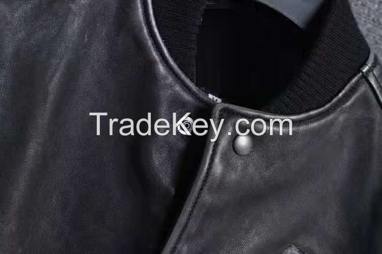 MEN'S WASHED GENUINE SHEEPSKIN LEATHER JACKET