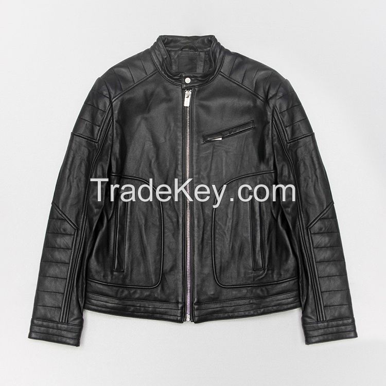 MEN'S WASHED GENUINE SHEEPSKIN LEATHER JACKET