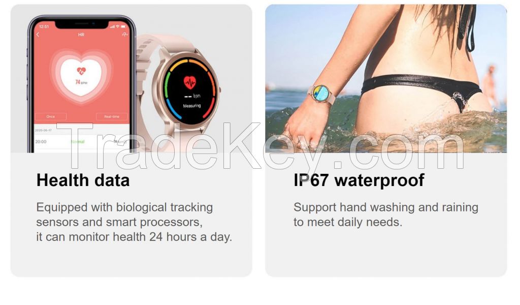 DT NO.1 DT56 Full Touch Round Smart Watch Men Women Blood Pressure Monitor Smartwatch Heart Rate Fitness Tracker Pedometer Sport Clock